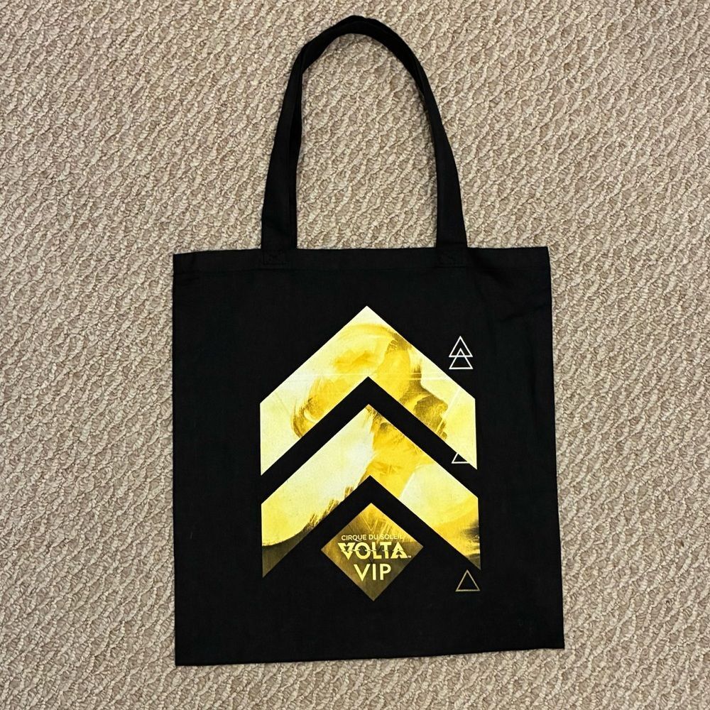 NWOT Cirque du Soleil Volta vip black yellow tote cotton bag  15x15.5 inch
